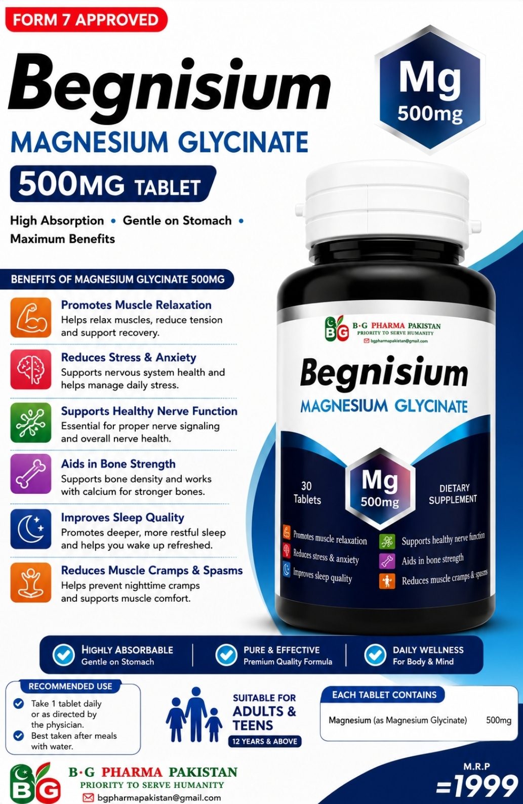 Begnisium — Magnesium Glycinate 500 mg