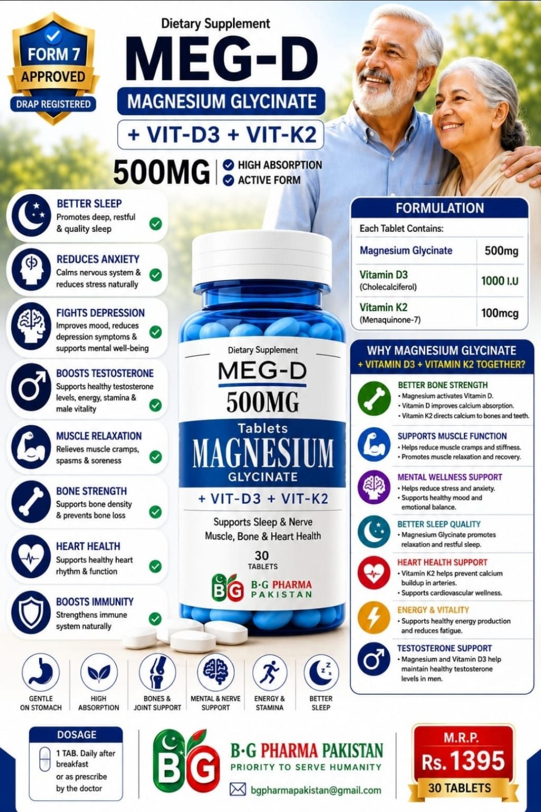 Meg-D — Magnesium Glycinate 500 mg + Vitamin D3 + Vitamin K2